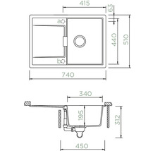 Spüle Schock Mono D-100S-U 740 x 510 mm dusk MOND100SUDSK