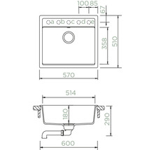 Spüle Schock Mono N-100-A 570 x 510 mm dusk MONN100ADSK