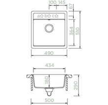 Spüle Schock Mono N-100S-A 490 x 510 mm dusk MONN100SADSK