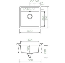 Spüle Schock Mono N-100S-U 490 x 510 mm dusk MONN100SUDSK