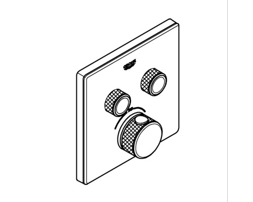 Logo Grohe sur un thermostat carré pour douche