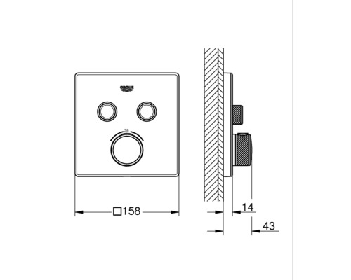 Schéma technique d''un robinet Grohe avec dimensions