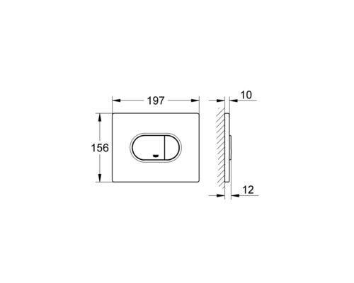 Skizze einer Betätigungsplatte mit Maßangaben