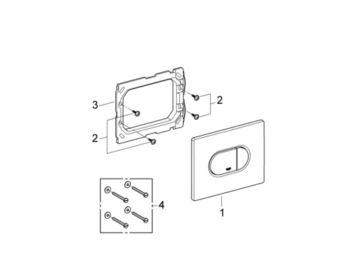 Bedieneinheit mit Befestigungsmaterial für WC Spülkästen