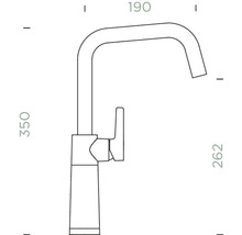Dessin technique d''un robinet de cuisine avec dimensions.