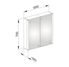 Spiegelschrank KEUCO Royal Match 65 x 16 x 70 cm alufarben 2-türig LED IP 20