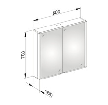 Spiegelschrank KEUCO Royal Match 80 x 16 x 70 cm silber 2-türig LED IP 20