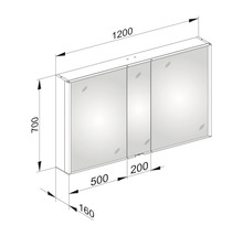 Spiegelschrank KEUCO Royal Match 120 x 16 x 70 cm alufarben 2-türig LED IP 20