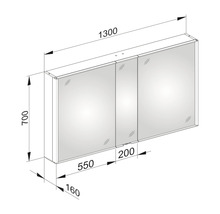 Spiegelschrank KEUCO Royal Match 130 x 16 x 70 cm alufarben 2-türig LED IP 20