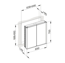 Spiegelschrank KEUCO Royal Match 65 x 15 x 70 cm silber 2-türig LED IP 20 Unterputz
