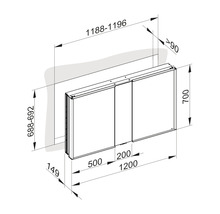 Spiegelschrank KEUCO Royal Match 120 x 15 x 70 cm silber 2-türig LED IP 20 Unterputz