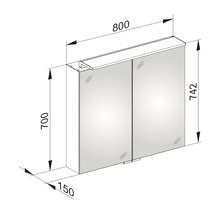 Spiegelschrank KEUCO Royal L1 80 x 15 x 74,2 cm verspiegelt 2-türig LED IP 24