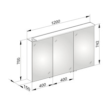 Spiegelschrank KEUCO Royal L1 120 x 15 x 74,2 cm verspiegelt 3-türig LED IP 24