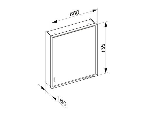Schéma technique d''une armoire de toilette avec dimensions.