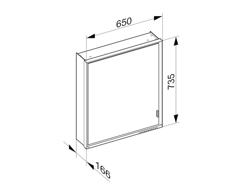 Dessin technique d''une armoire de toilette avec dimensions.