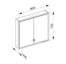 Armoire de toilette KEUCO Royal Lumos 80 x 16,5 x 73,5 cm argent 2 portes led IP 24