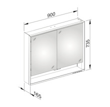 Armoire de toilette KEUCO Royal Lumos 90 x 16,5 x 73,5 cm argent 2 portes led IP 24