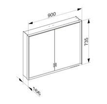 Armoire de toilette KEUCO Royal Lumos 90 x 16,5 x 73,5 cm argent 2 portes led IP 24