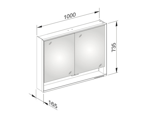 Schéma technique d''une armoire de toilette avec dimensions