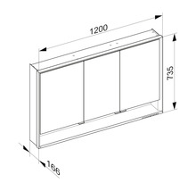 Spiegelschrank KEUCO Royal Lumos 120 x 16,5 x 73,5 cm verspiegelt 3-türig LED IP 24 713