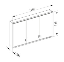 Spiegelschrank KEUCO Royal Lumos 120 x 16,5 x 73,5 cm verspiegelt 3-türig LED IP 24 723
