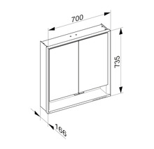 Armoire de toilette KEUCO Royal Lumos 70 x 16,5 x 73,5 cm argent 2 portes led IP 24