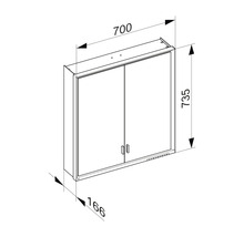 Armoire de toilette KEUCO Royal Lumos 70 x 16,5 x 73,5 cm argent 2 portes led IP 24