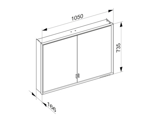 Dessin technique d''une armoire de toilette avec dimensions.