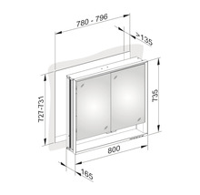 Armoire de toilette KEUCO Royal Lumos 80 x 16,5 x 73,5 cm argent 2 portes led IP 24 encastré