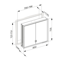 Armoire de toilette KEUCO Royal Lumos 80 x 16,5 x 73,5 cm argent 2 portes led IP 24 encastré