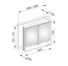 Spiegelschrank KEUCO Royal Lumos 90 x 16,5 x 73,5 cm silber 2-türig LED IP 24 Unterputz 713