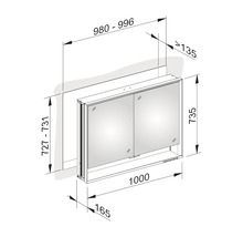 Spiegelschrank KEUCO Royal Lumos 100 x 16,5 x 73,5 cm silber 2-türig LED IP 24 Unterputz 713