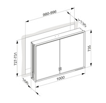Spiegelschrank KEUCO Royal Lumos 100 x 16,5 x 73,5 cm silber 2-türig LED IP 24 Unterputz 723