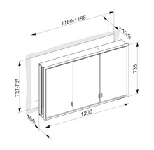 Spiegelschrank KEUCO Royal Lumos 120 x 16,5 x 73,5 cm silber 3-türig LED IP 24 Unterputz 723
