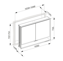 Armoire de toilette KEUCO Royal Lumos 105 x 16,5 x 73,5 cm argent 2 portes led IP 24 encastré
