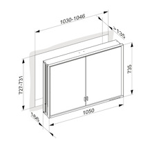 Armoire de toilette KEUCO Royal Lumos 105 x 16,5 x 73,5 cm argent 2 portes led IP 24 encastré