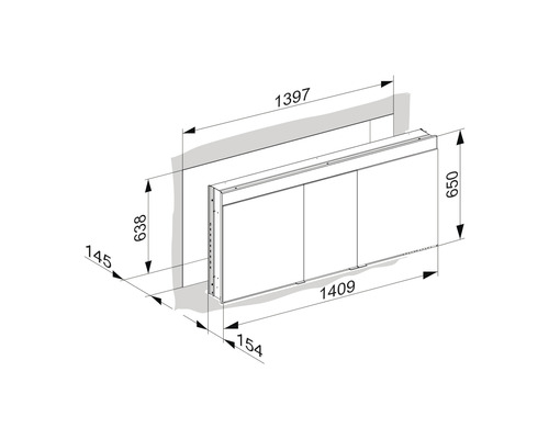 Schéma technique d''une armoire de salle de bains avec dimensions