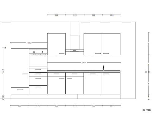 Küchenplanung mit Maßen in Millimeter