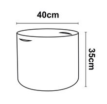 Illustration einer runden Abdeckung mit den Maßen 40 cm Durchmesser und 35 cm Höhe
