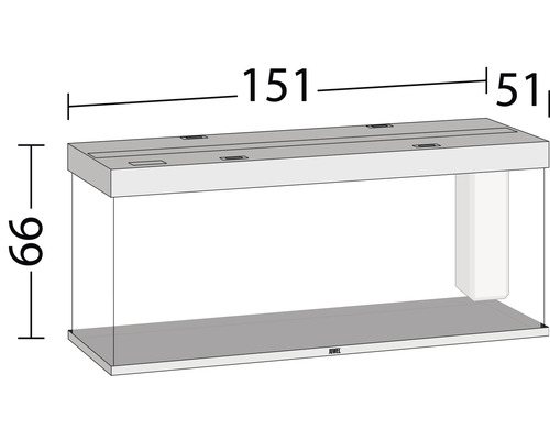 Dessin technique d''un aquarium avec dimensions