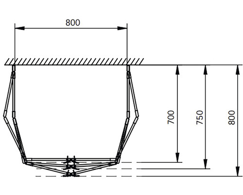 Technische Zeichnung eines Trockners mit Maßangaben