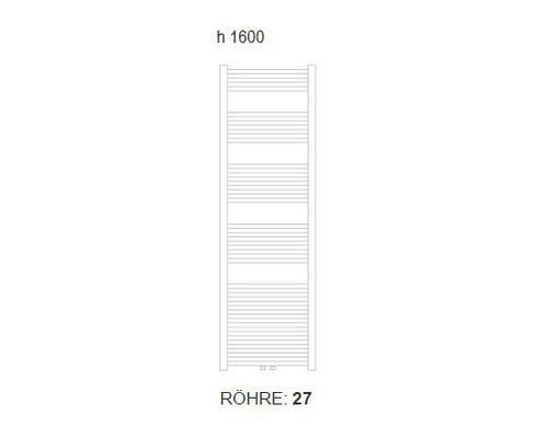Schéma d''un radiateur sèche-serviettes d''une hauteur de 1600 millimètres et de 27 tubes