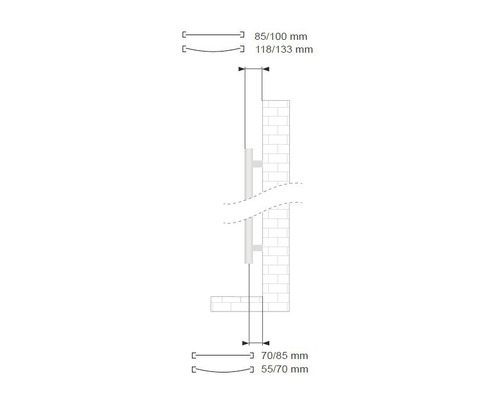Dessin technique d''une fixation murale avec indications de dimensions en millimètres