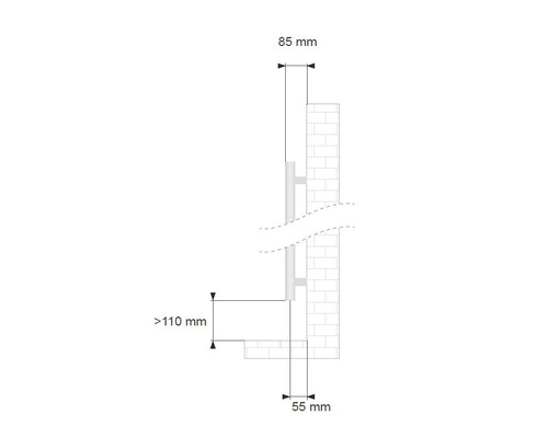 Schéma d''un support mural avec dimensions