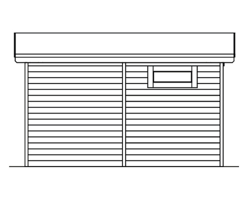 Illustration eines Gartenhauses mit Fenster