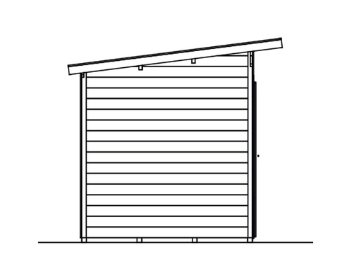 Illustration eines Gartenhauses mit Pultdach