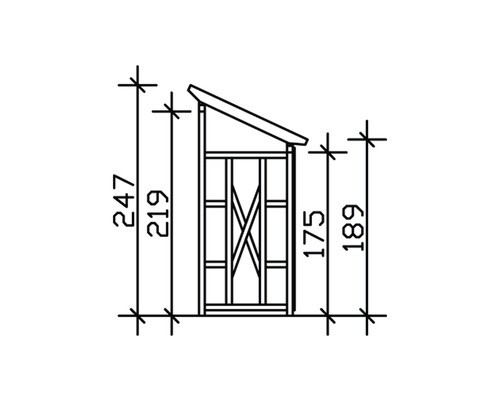 Dessin technique d''un abri de jardin avec dimensions