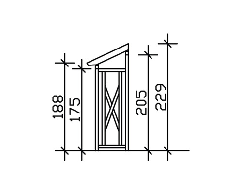 Schéma technique d''un abri de jardin avec dimensions