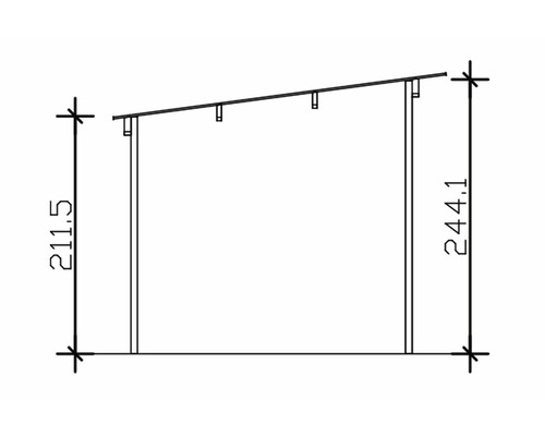 Abbildung einer Überdachung mit Maßangaben.