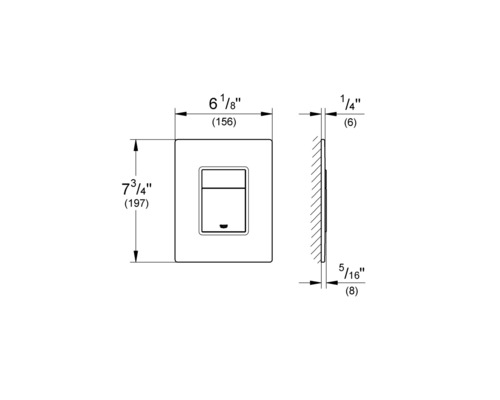 Technische Zeichnung eines Schalters mit Maßangaben.